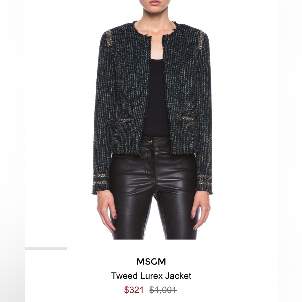 RARE MSGM Black and Gold Lurex Tweed Jacket